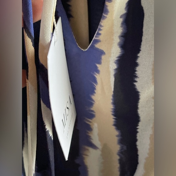 NWT MISA Los Angeles Karlina Blue and Cream Striped Women's Chiffon Mini Dress - Picture 6 of 12